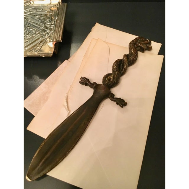 Metal Bronze Serpent Dolphin Letter Opener For Sale - Image 7 of 9