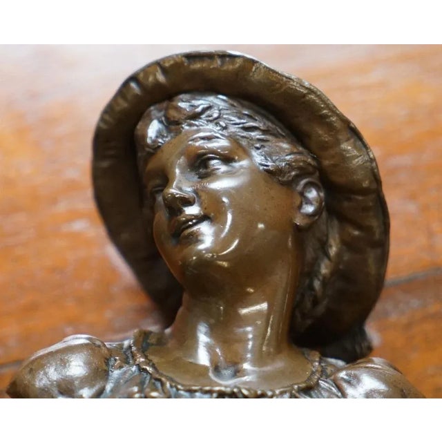 Victorian Solid Miniature Bronze Bust Statues, Set of 2 For Sale - Image 17 of 18