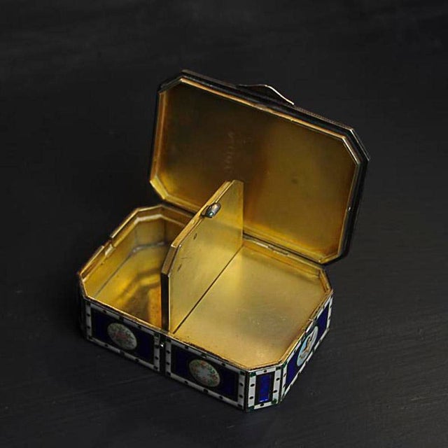 Metal Snuffbox in Enameled Silver and Vermeil, 1890s For Sale - Image 7 of 8