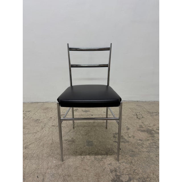 1960s Otto Gerdau Chrome and Black Naugahyde Dining Chairs Circa 1960s - Set of Four For Sale - Image 5 of 18