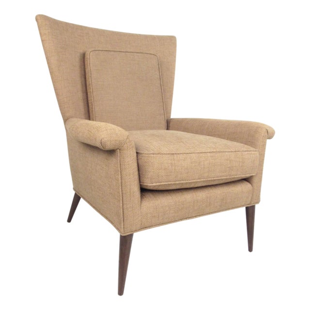 Mid 20th Century Vintage Tweed Mid-Century Wingback Lounge Chair For Sale