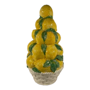 Mid 20th Century Italian Ceramic Majolica Lemon Topiary