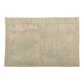 Mid 20th Century Vintage Turkish Oushak Rug - 05'05 X 08'02 For Sale