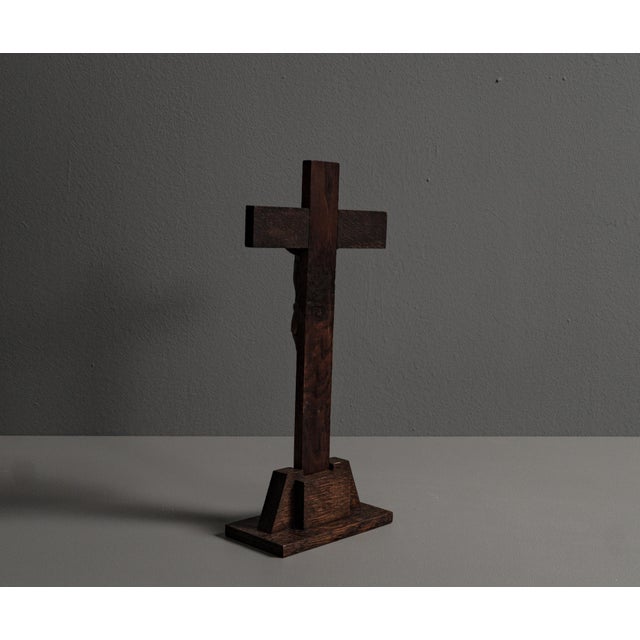 Brutalist Jesus Cross in Metal and Wood For Sale - Image 5 of 18