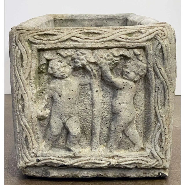 English Garden Stone Trough or Planter With Cherub Relief For Sale - Image 10 of 13