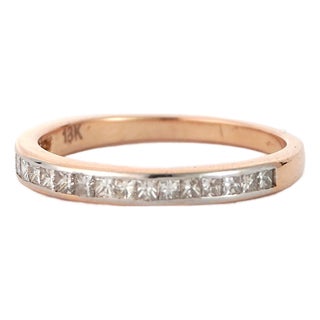 18k Gold Diamond Band Ring With 0.57ct Princess-Cut Diamonds For Sale