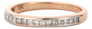 18k Gold Diamond Band Ring With 0.57ct Princess-Cut Diamonds