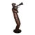 Mid-Century Modern Hand-Carved Wood & Metal Jazz Trumpeter Sculpture – 16.5" For Sale
