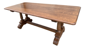 Large Spanish Oak Dining Table, 1940s