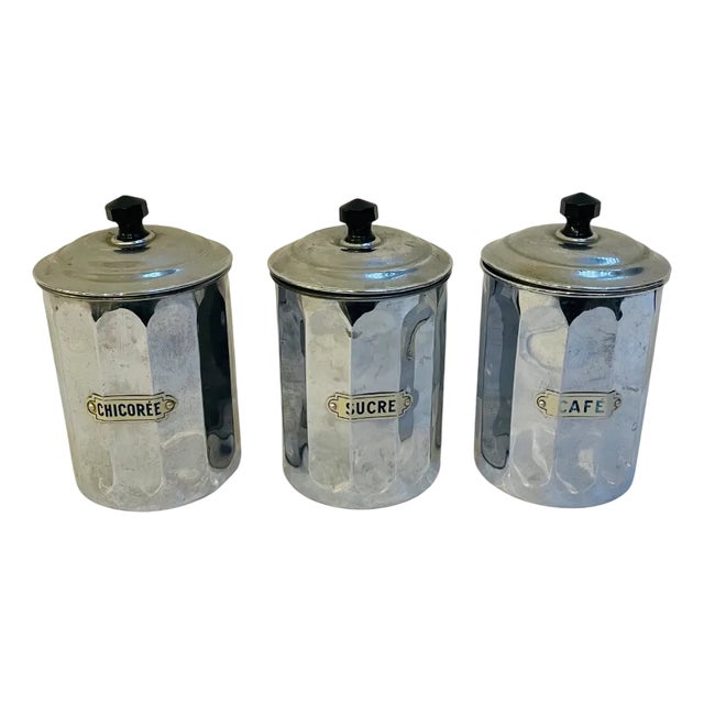French Art Deco Coffee, Sugar, and Chicory Containers, 1920s, Set of 3 For Sale