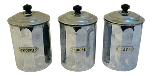French Art Deco Coffee, Sugar, and Chicory Containers, 1920s, Set of 3