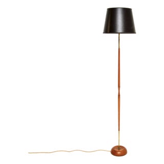 Vintage Danish Teak and Brass Floor Lamp, 1960 For Sale
