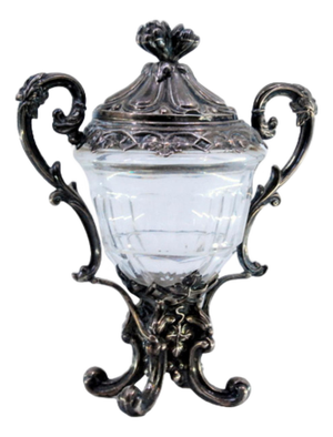 Silver Sugar Bowl with a Cut Glass Core