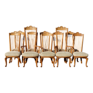 Set of 10 Vintage Mid Century Enkeboll La Condesa Oak Tallback Spindle Chairs