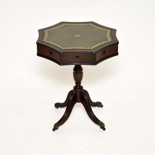 Wood Vintage Georgian Leather Top Drum Table, 1950 For Sale - Image 7 of 7