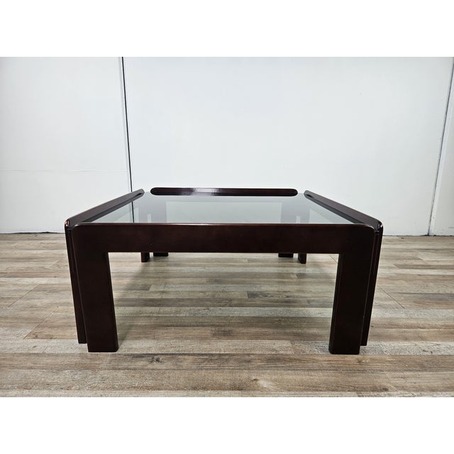 Cassina Coffee Table with Smoked Glass attributed to Afra and Tobia Scarpa for Cassina, 1960s For Sale - Image 4 of 18