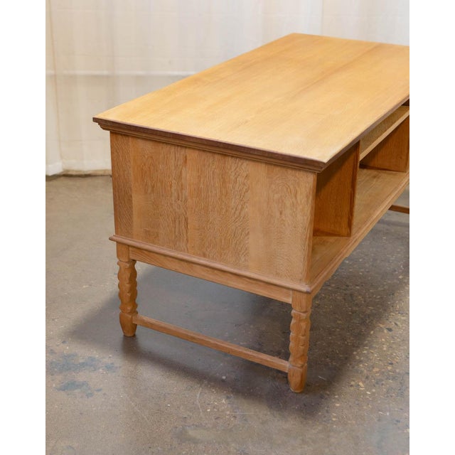Wood Danish Oak Writing Desk Attributed to Henning Kjærnulf, C. 1970s For Sale - Image 7 of 15