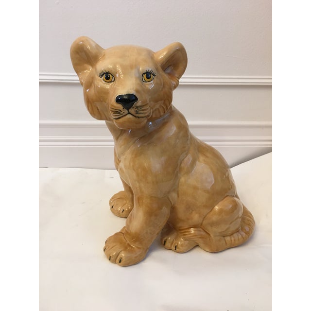 1970s Vintage Ceramic Lion Cub Statue Chairish
