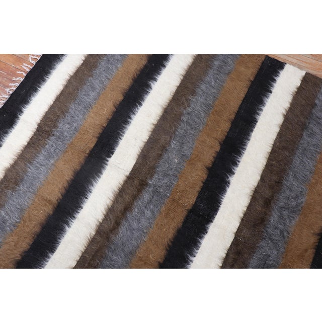 Early 21st Century Striped Turkish Mohair Rug - 5'3" x 6'7" For Sale - Image 4 of 18