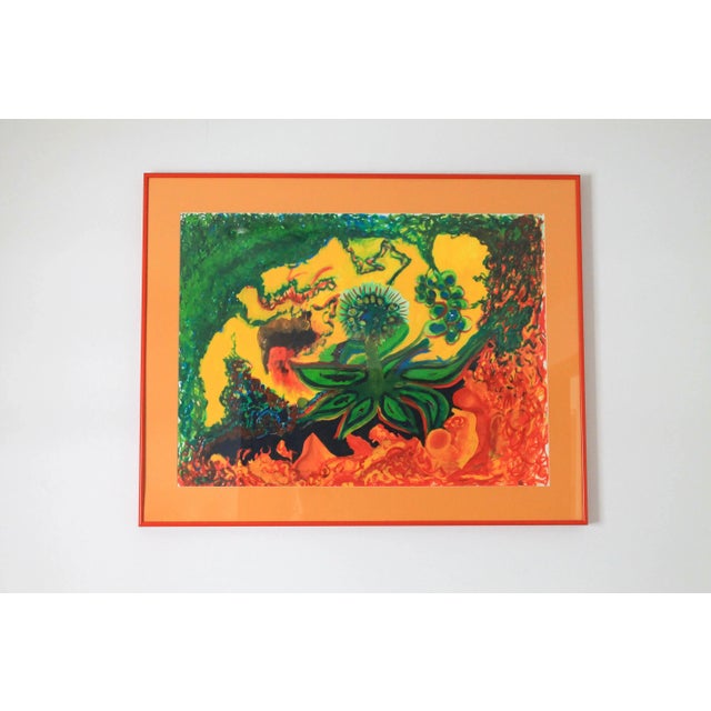 Colored Framed Vintage Painting For Sale - Image 12 of 12