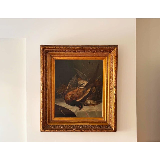 European Artist, Game Birds Still Life, Oil on Canvas For Sale - Image 7 of 12
