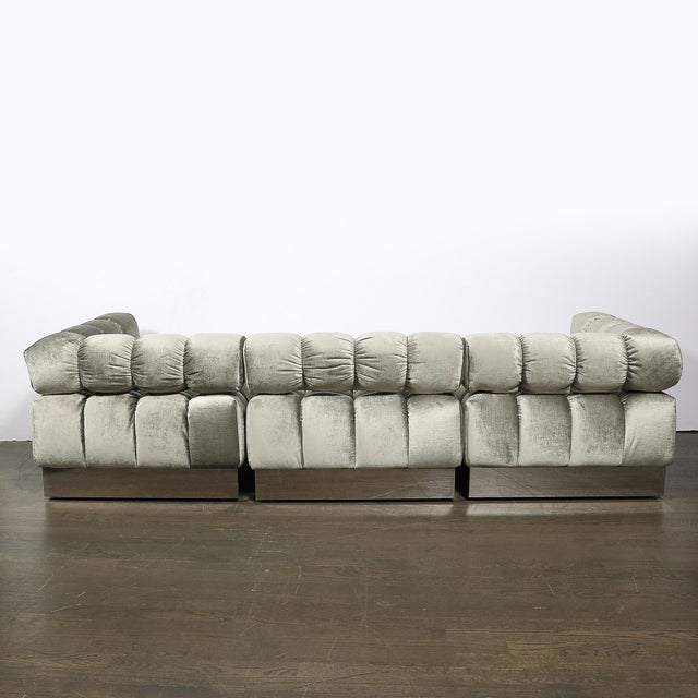 Mid-Century Harvey Probber 4-Piece Deep Tufted Modular Sofa in Platinum Velvet For Sale - Image 16 of 17