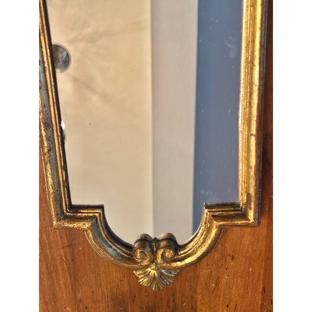 Wood Mid-Century Petite Italian Florentine Giltwood Rococo Wall Mirror For Sale - Image 7 of 11