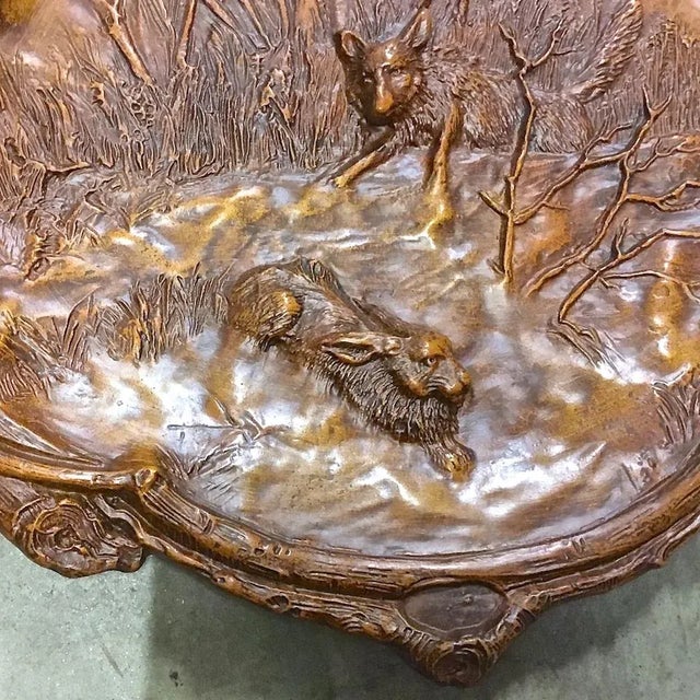 Black Forest Vintage Fox & Rabbit Wall Plaque Sculpture For Sale - Image 4 of 4