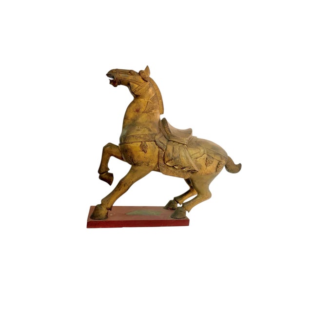 Mid 20th Century Mid 20th Century Hand-Carved Wood Large Tang Horse Dynasty Style Equestrian Asian Sculpture Decor For Sale - Image 5 of 9
