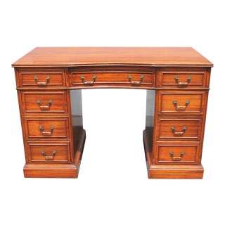 C1940's Traditional Style 9 Drawer Mahogany Writing Desk For Sale