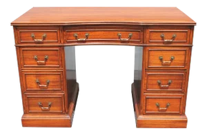 C1940's Traditional Style 9 Drawer Mahogany Writing Desk