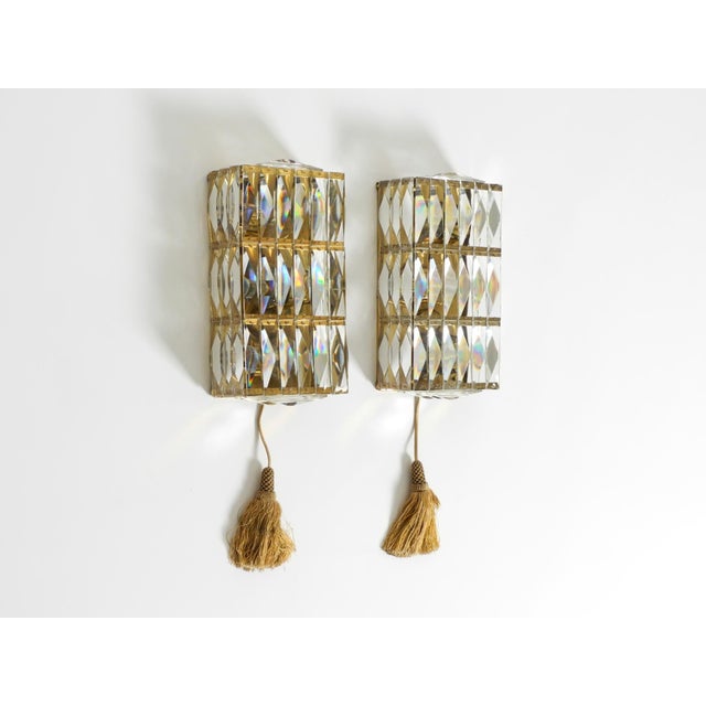 Vintage Brass Wall Lamps with Crystal Shades by Bakalowits & Söhne, 1960s, Set of 2 For Sale - Image 4 of 18