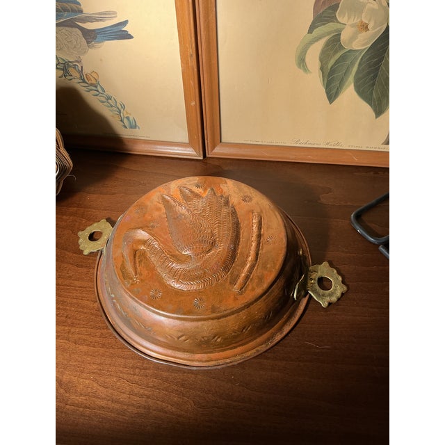 Metal Antique Copper Swan Mold With Brass Handles – French Country Kitchen Wall Decor, 10” For Sale - Image 7 of 9