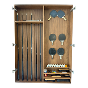 Luxury 3 in 1 Combination Pool Table, Table Tennis Table, Dining / Party Table + Matching Wall Unit and Benches. Premium Solid Walnut Wood.