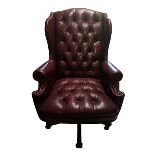 Plush Rolled Back Design Traditional Button Tufted Executive Office Chair With Nailhead Trim (Brown) For Sale