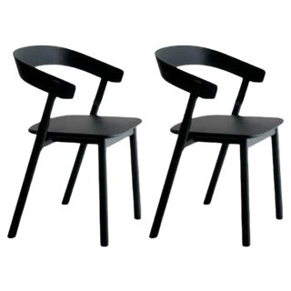 Set of Nude Dining Chairs in Black by Made by Choice For Sale