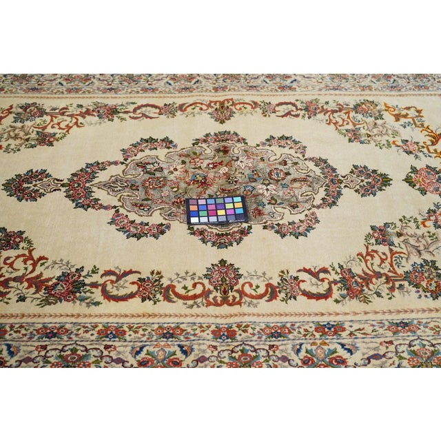 Sand Extremely Fine Antique Persian Tehran Rug Wool With All Design in Silk 4'5'' X 6'8'' For Sale - Image 8 of 12
