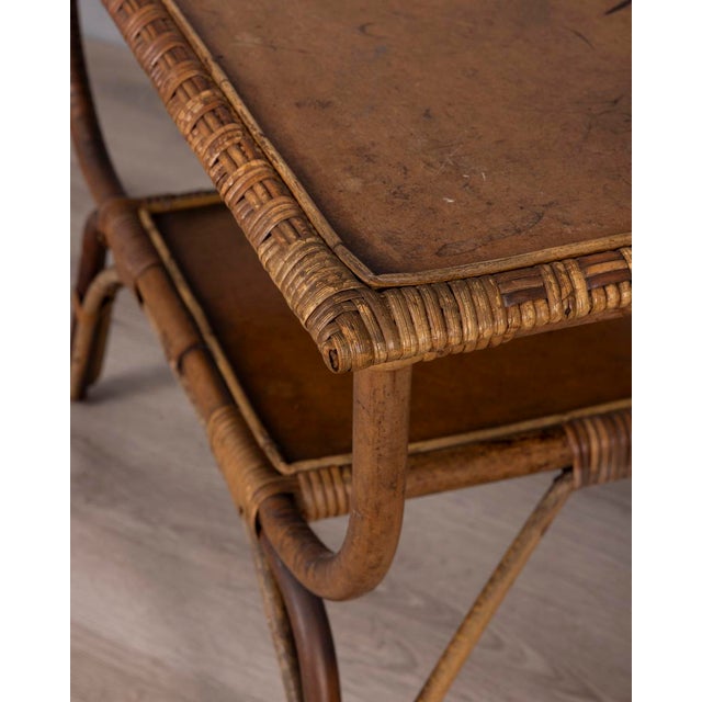 Vintage Italian Bamboo and Wood Coffee Table, 1960s For Sale - Image 6 of 10