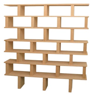 Contemporary "Verticale" Solid Natural Oak Shelving Unit For Sale