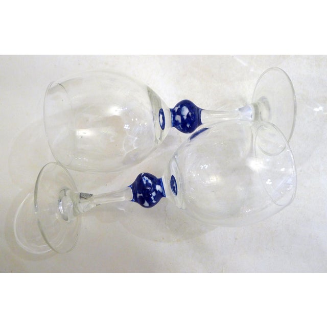 Blue Vintage Stemmed Wine Glasses by Luminarc France, 1980s, Set of 6 For Sale - Image 8 of 12