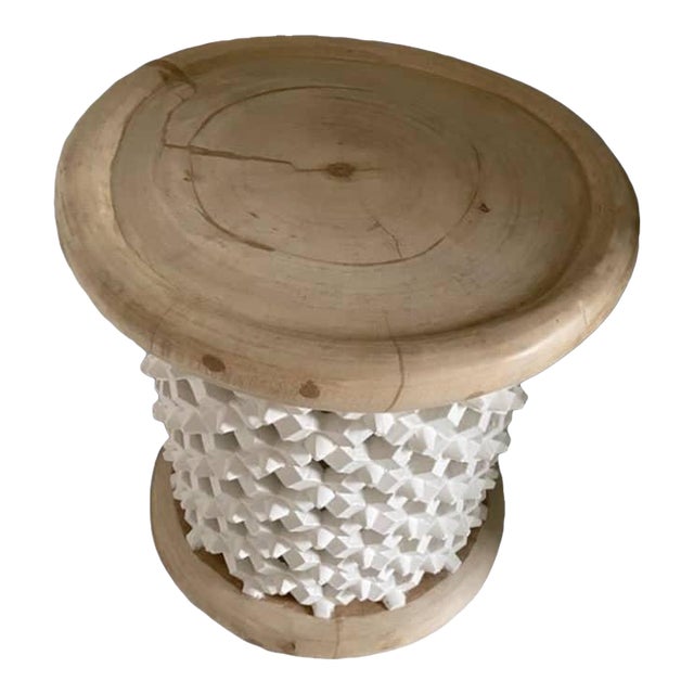 African Hand Curve Bamileke Coffee Table Bedside Décor. For Sale
