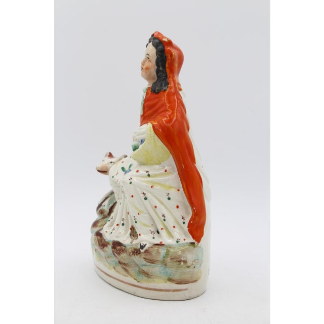 English Circa 1860-80 English Staffordshire Little Red Riding Hood Figure For Sale - Image 3 of 7