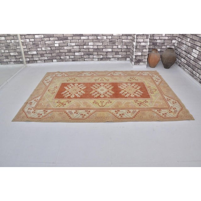 Handmade wool carpet in Turkish Anatolia , Vintage Oushak Rug,Turkish Vintage Anatolian Rug, Handmade wool Rug . One Of...