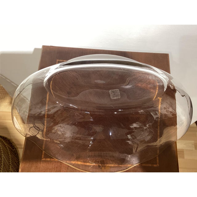 Clear Murano Glass Centerpiece Vase with Gold Rim by Carlo Moretti, 1980s For Sale - Image 7 of 12