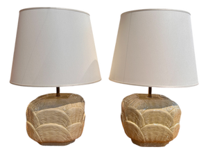 Italian Textured Ceramic Lamps attributed to Tommaso Barbi, 1970s, Set of 2