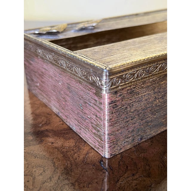 Metal 1950s Brass Italianate Tissue Box Cover With Butterflies For Sale - Image 7 of 11