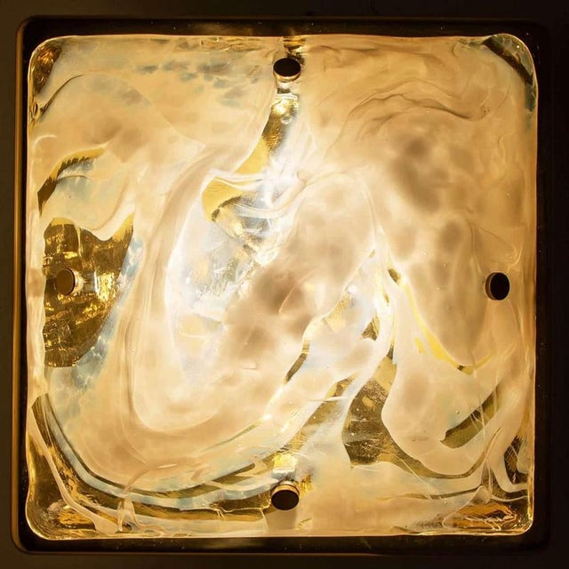 Gold Square Marbled Glass Flush Mount attributed to Hillebrand, 1960 For Sale - Image 8 of 12