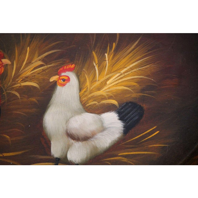 Set of 3 Vintage Hand Painted Wood Nesting Trays W/ Chickens and Roosters For Sale - Image 6 of 8