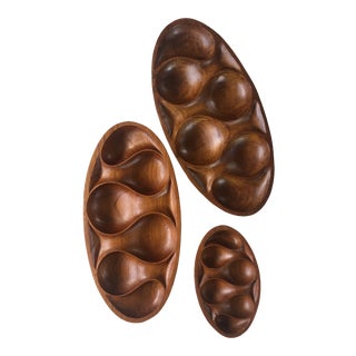 Mid-Century Teak Laur Jensen for Odense Trays Denmark- Set of 3 For Sale