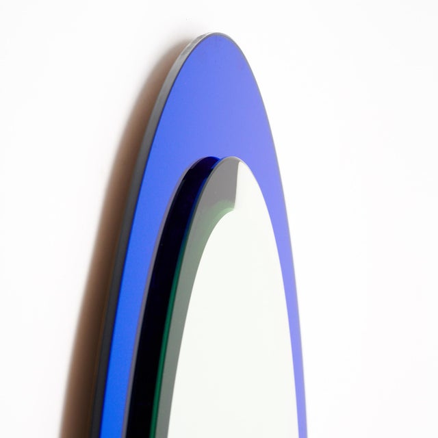Italian Vintage Blue Glass Mirror For Sale In Austin - Image 6 of 9